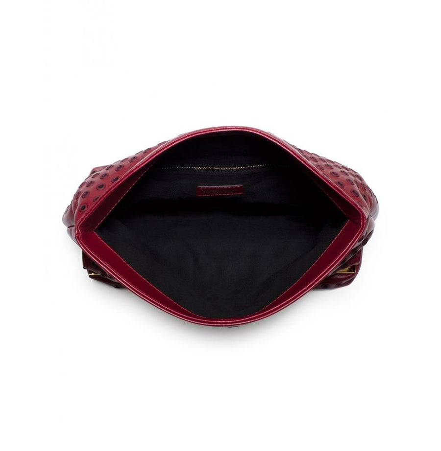 Tamara Mellon Grommet Dazzle Burgundy Leather Clutch