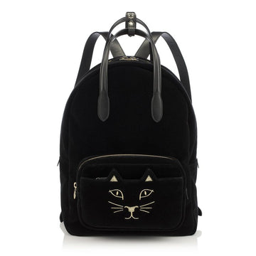 Charlotte Olympia Black Velvet Backpack