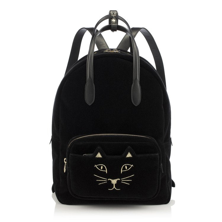 Charlotte Olympia Black Velvet Backpack