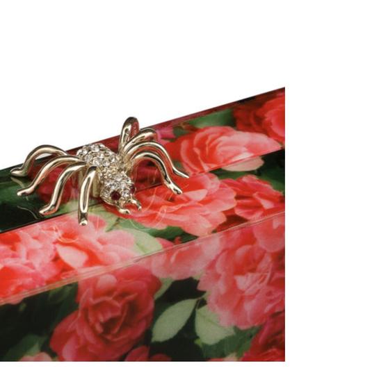 Charlotte Olympia Pandora Rose Print Spider Pink Perspex Clutch