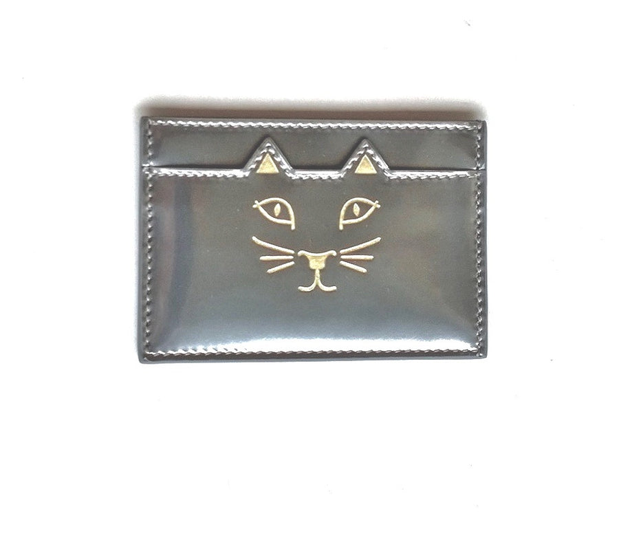 Charlotte Olympia Silver Kitty Card Case  Feline
