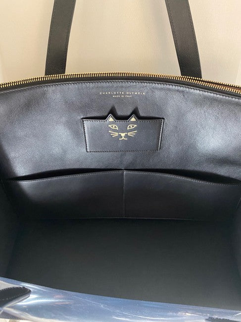 Charlotte Olympia Presley PVC-paneled denim tote