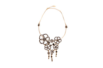 Capri Cascade Flowers Necklace in Black